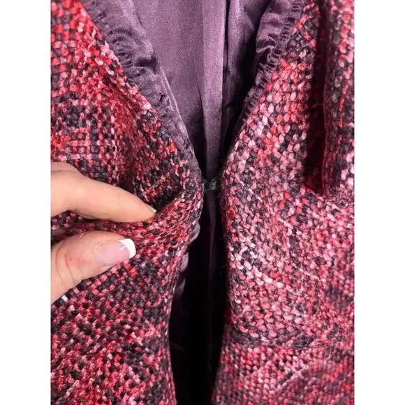 Chicos pink and red tweed ruffle detail blazer jacket size 2 US M/L 8-12 - Picture 5 of 7